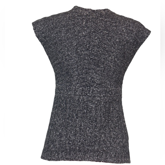 Orb knit sleeveless sweater vest with waist and neck closure cable knit sections - Picture 3 of 7